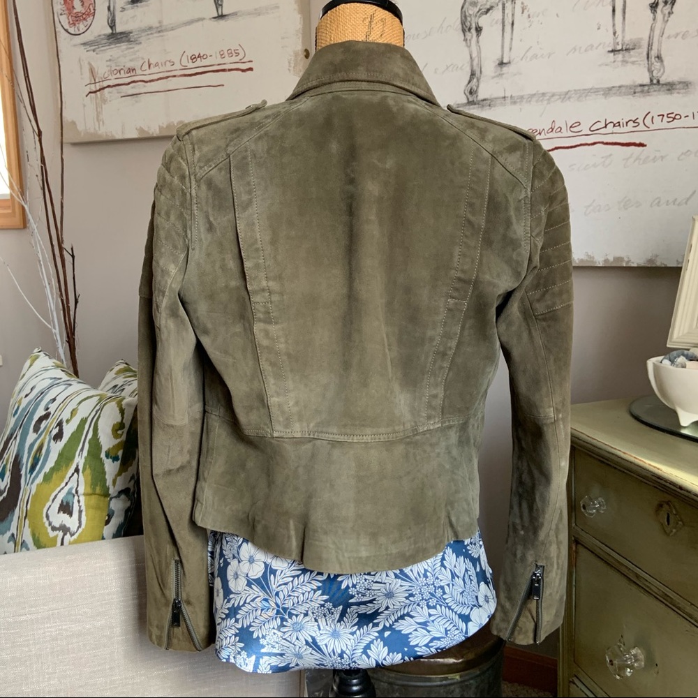 Banana Republic Olive Green Suede Moto Jacket - Picture 3 of 8